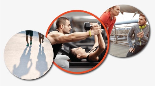 3 Circular Pics Showing People Working Out With A Personal - パーソナル トレーナー, HD Png Download, Transparent PNG