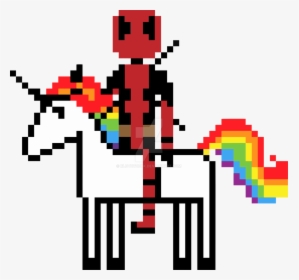 Deadpool Riding A Unicorn - Pixel Art Deadpool Mit Unicorn, HD Png Download, Transparent PNG