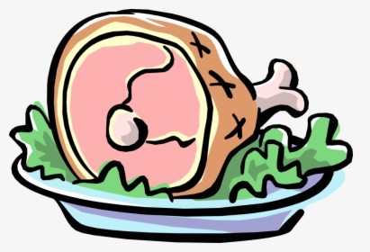 Vector Illustration Of Cooked Leg Of Ham Pork Meat - Cooked Ham Clip Art, HD Png Download, Transparent PNG