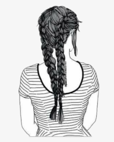 Drawing Cornrows French Braid - Girl Drawing With French Braids, HD Png Download, Transparent PNG