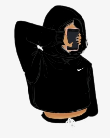 Tumblr Tumblrgirl Nike Black Draw Lower Price With - Black Tumblr Girl Drawings, HD Png Download, Transparent PNG