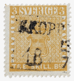 Treskilling Yellow Stamp, - Sweden Three Skilling Banco Yellow Color Error 1855, HD Png Download, Transparent PNG