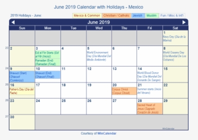 June 2019 Calendar With Mexican Holidays To Print - January 2020 Calendar With Holidays, HD Png Download, Transparent PNG