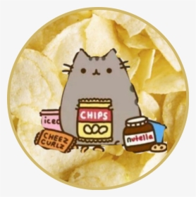 Pusheen Cat Eating Potato Chips In A Potato Chips Background - Pusheen Food Eat Everything, HD Png Download, Transparent PNG
