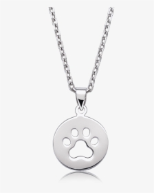 Paw Print Medal Pendant In Sterling Silver - Paw Print Sterling Silver Necklace, HD Png Download, Transparent PNG