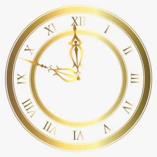 Clocks Clipart Christmas - Golden Clock Png, Transparent Png, Transparent PNG