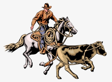 Vector Illustration Of Western Cowboy On Horse With - Cattle Rancher Clipart, HD Png Download, Transparent PNG
