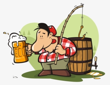 Beer Alcoholic Drink Carrying - Funny Fishing And Beer Cartoon, HD Png Download, Transparent PNG