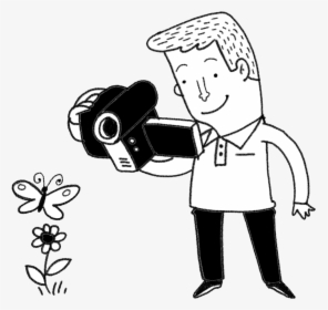 Filming In Research - Cartoon Person Filming, HD Png Download, Transparent PNG