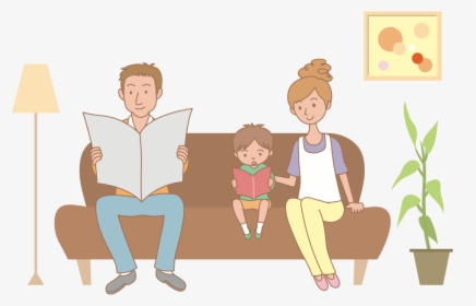 Family On Sofa - Family Sitting On Sofa Clipart, HD Png Download, Transparent PNG