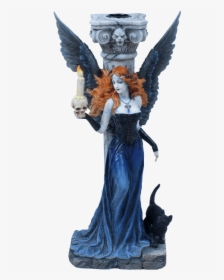 Gothic Angel With Black Cat Candle Holder - Witch Figurines, HD Png Download, Transparent PNG