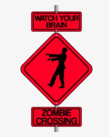 Zombie Crossing The Street Comic Traffic Sign - Traffic Sign, HD Png Download, Transparent PNG