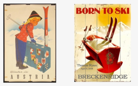 Vintage Poster Slides5 - Born To Ski, HD Png Download, Transparent PNG