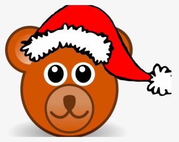 Funny Teddy Bear Face Brown With Santa Claus Hat By - Bear Face Cartoon, HD Png Download, Transparent PNG