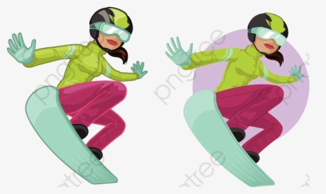 Skier, Cartoon, Skiing, Play Png Transparent Image - Snowboarding African American Girl, Png Download, Transparent PNG