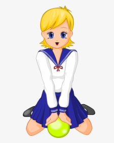 Gopher Anime Schoolgirl With Green Ball - Anime School Girl Pin, HD Png Download, Transparent PNG