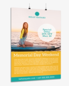 Memorial Day Weekend Water Poster Template Preview - Girl Sitting On Paddleboard, HD Png Download, Transparent PNG
