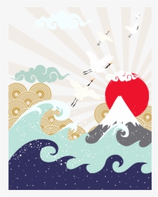 Transparent Japanese Flag Png - Japanese Wave And Mountain Drawing, Png Download, Transparent PNG