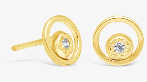 9ct Gold Open Circle Stud Earring With Cz In The Inside - Circle, HD Png Download, Transparent PNG