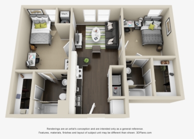A 3d Model Of The Avery Cypress A Alt Unit - Floor Plan, HD Png Download, Transparent PNG