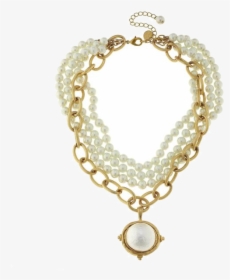 Susan Shaw Handcast Gold Cotton Pearl And Gold Chain - Necklace, HD Png Download, Transparent PNG