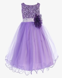 Lavender Sequins, Satin & Layered Mesh Formal Dress - Flower Girl Gown Lavender, HD Png Download, Transparent PNG
