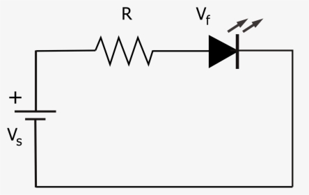 Electrical Circuit Diagram Showing An Led And Resistor - Led Resistor Circuit, HD Png Download, Transparent PNG