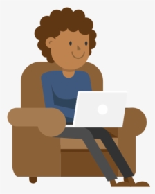 Cartoon Man Sitting With Laptop, HD Png Download, Transparent PNG
