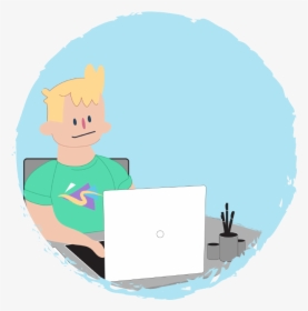Boy Working On Laptop - Cartoon, HD Png Download, Transparent PNG