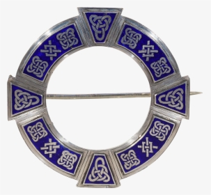 Large Antique Irish Plaid Pin Brooch Blue Enamel Celtic - Circle, HD Png Download, Transparent PNG