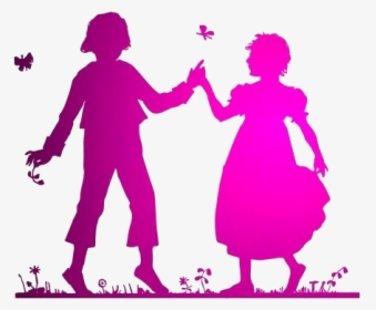 Transparent Friends Silhouette Png - Silhouette Of A Girl And Boy Holding Hands, Png Download, Transparent PNG