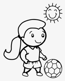 Free Download Coloring Girls Playing Soccer Clipart - Play Soccer To Color, HD Png Download, Transparent PNG