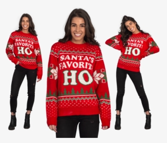 Ho Adult Red Ugly Christmas Sweater - Girl, HD Png Download, Transparent PNG
