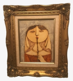 Framed Vintage Oil Painting Of Lady In Waiting & Flute - Picture Frame, HD Png Download, Transparent PNG