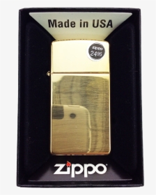 Zippo Lighter Plain Slim Brass - Zippo Slim Black, HD Png Download, Transparent PNG