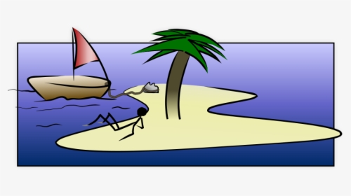 Desert Island Stick Figure Svg Clip Arts - Boat And Island Clipart, HD Png Download, Transparent PNG