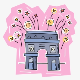 Vector Illustration Of Arc De Triomphe With Celebration - Cartoon, HD Png Download, Transparent PNG