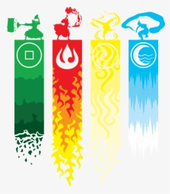 Earth, Fire, Air And Water - Avatar Earth Fire Water Air, HD Png Download, Transparent PNG