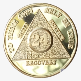 24 Hours Aa Medallion 24k Gold Plated Alcoholics Anonymous - Aa Chip, HD Png Download, Transparent PNG
