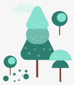 Winter Elements Trees Light Green Clouds Png And Vector - Illustration, Transparent Png, Transparent PNG