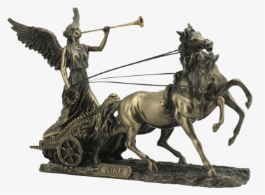 Bronze Nike With Trumpet And Chariot - Greek Goddess Horse Chariot, HD Png Download, Transparent PNG