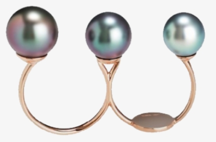Black South Sea Pearl Double Ring      Data Rimg Lazy - Earrings, HD Png Download, Transparent PNG