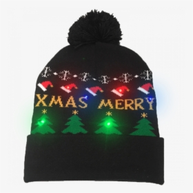 Led Light-up Knitting Merry Christmas Hat - Beanie, HD Png Download, Transparent PNG
