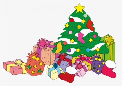 Christmas Tree Art Clip - Christmas Tree And Gifts Clipart, HD Png Download, Transparent PNG