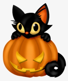 Cute Halloween Black Cat Clipart, HD Png Download, Transparent PNG