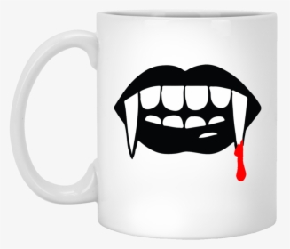 Black Vampire Fangs Halloween White Mug White One Size - Fang Clipart Black And White, HD Png Download, Transparent PNG