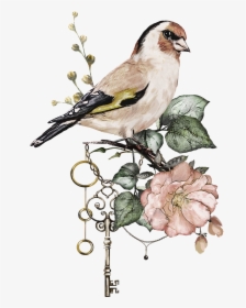Transparent Watercolor Bird Png - Birds With Flowers Png, Png Download, Transparent PNG