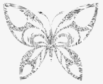 Diamond Tribal Butterfly Silhouette - Silver Butterfly Clipart, HD Png Download, Transparent PNG