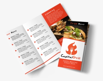 Restaurant To Go Menu Tri Fold Brochure Template Preview - Tri Fold Restaurant Brochure, HD Png Download, Transparent PNG