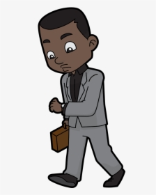Cartoon Watch Png -cartoon Black Businessman Checking - Black Business Man Clipart, Transparent Png, Transparent PNG
